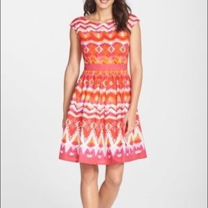 Print cotton fit and flare dress